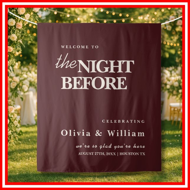 The Night Before Wedding Burgundy Backdrop Tapestry (Creator Uploaded)