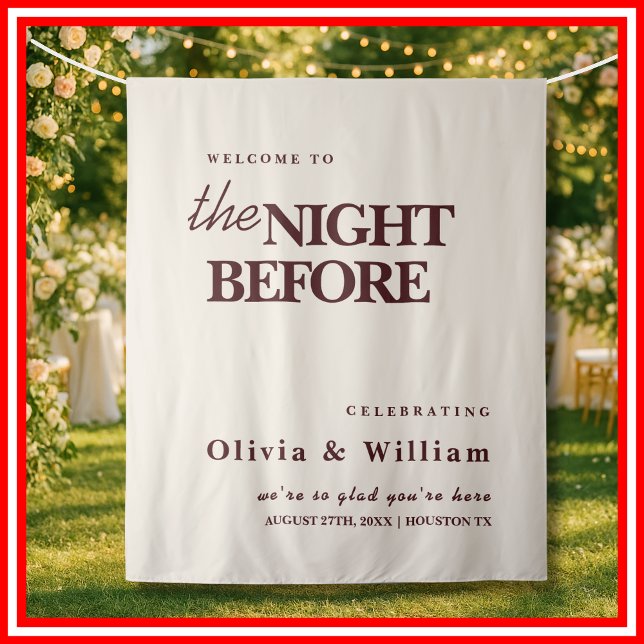 The Night Before Wedding Burgundy Backdrop Tapestry (Creator Uploaded)