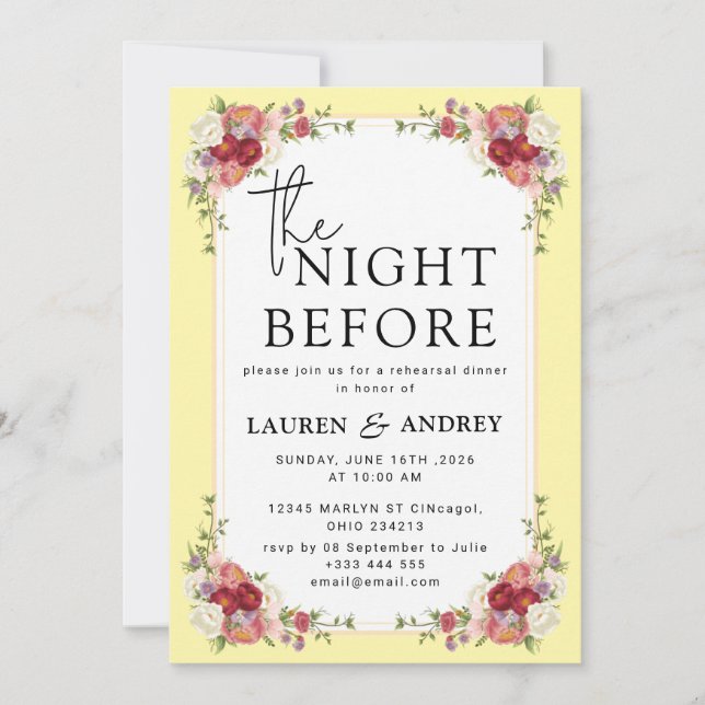 The Night Before Wedding Invitation (Front)