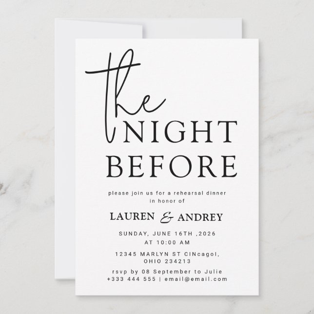 The Night Before Wedding Invitation (Front)