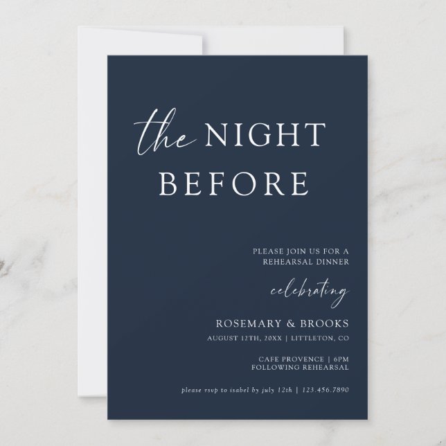 The Night Before Wedding Rehearsal Dinner Invitati Invitation (Front)