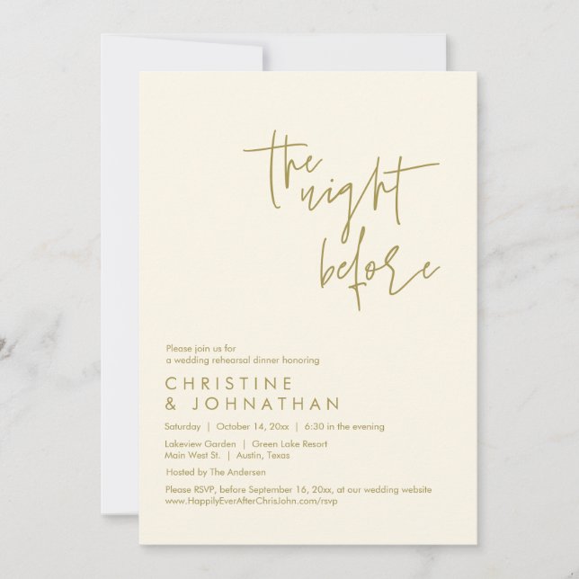 The Night Before, Wedding Rehearsal Dinner Invitation (Front)