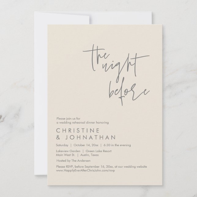The Night Before, Wedding Rehearsal Dinner Invitation (Front)