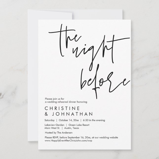 The Night Before, Wedding Rehearsal Dinner Invitation (Front)