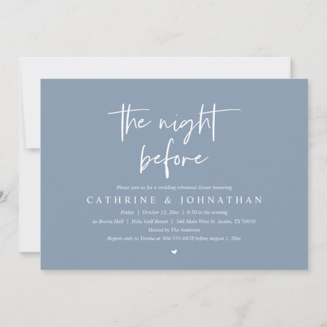 The night before, Wedding Rehearsal Dinner Invitation (Front)