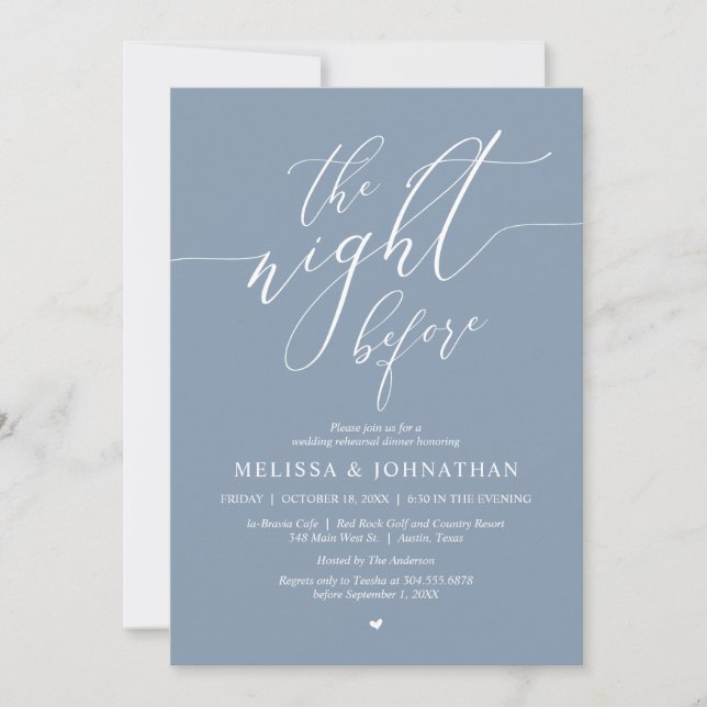 The Night Before, Wedding Rehearsal Dinner Party Invitation (Front)