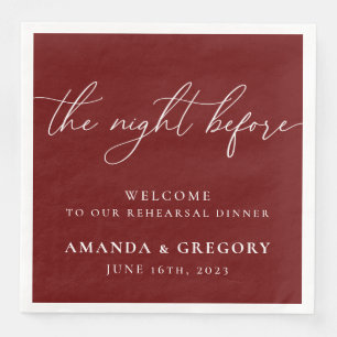 The Night Before Wedding Rehearsal Dinner Welcome  Napkin