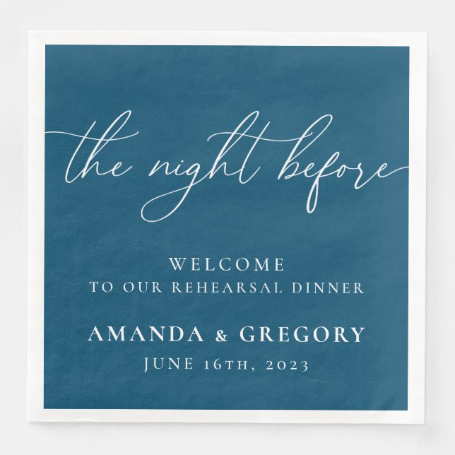 The Night Before Wedding Rehearsal Dinner Welcome  Napkin (Front)
