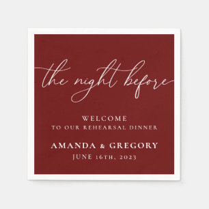 The Night Before Wedding Rehearsal Dinner Welcome  Napkin