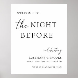 The Night Before Wedding Rehearsal Dinner Welcome Poster