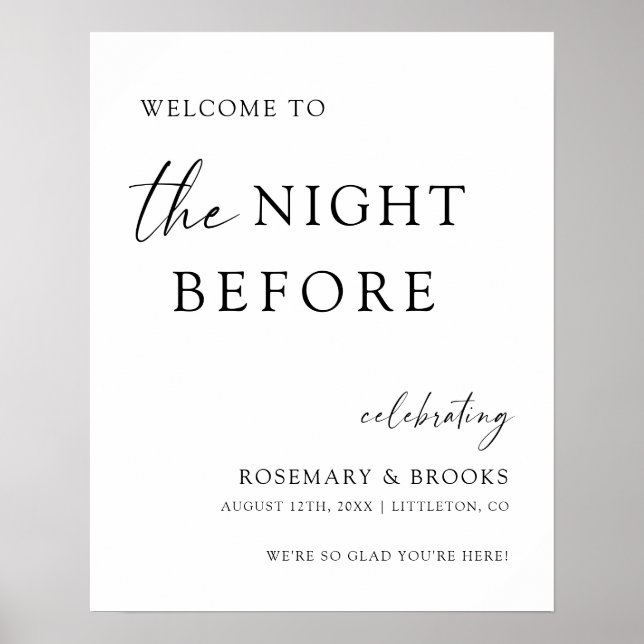 The Night Before Wedding Rehearsal Dinner Welcome Poster (Front)