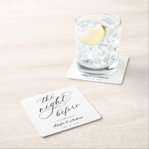 The Night Before Wedding Rehearsal Square Paper Coaster
