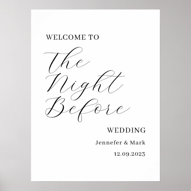 The Night Before Wedding Rehearsal Welcome Sign    (Front)