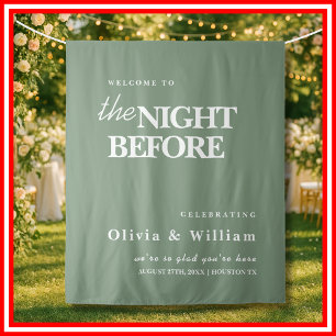 The Night Before Wedding Sign Sage Green Backdrop Tapestry