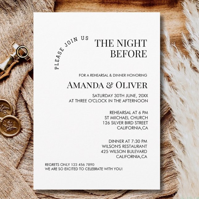 The Night Before Welcome Wedding Rehearsal Dinner Invitation (Creator Uploaded)