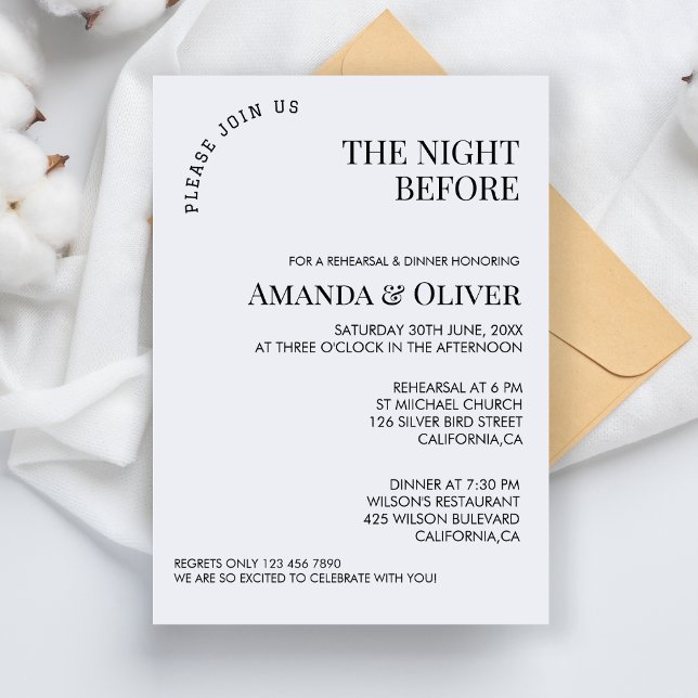 The Night Before Welcome Wedding Rehearsal Dinner Invitation (Creator Uploaded)