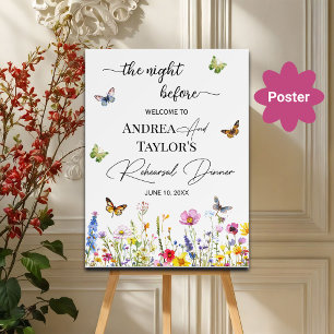 The Night Before Wildflowers Wedding Welcome Poster