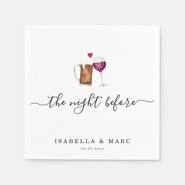 The Night Before Wine & Beer Themed Napkins (Front)