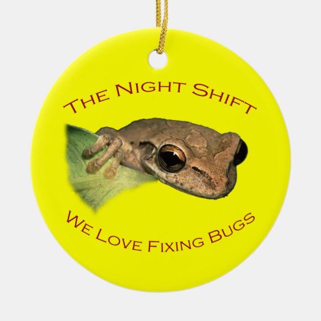 The Night Shift Ceramic Tree Decoration (Front)