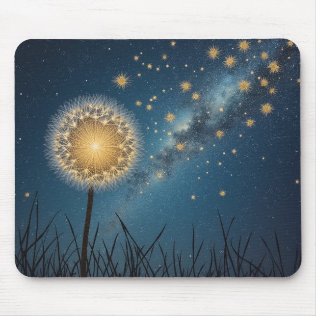 the night sky and dandelions mouse pad (Front)