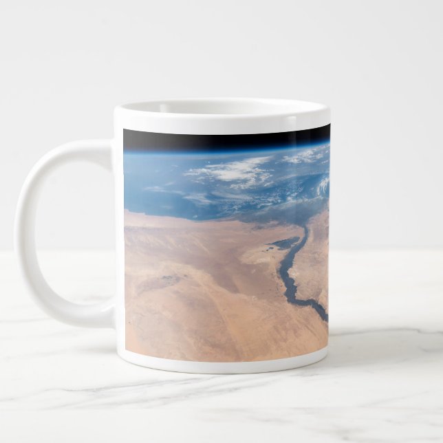 The Nile River, Red Sea And Mediterranean Sea. Large Coffee Mug (Left)