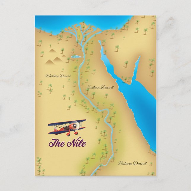 The Nile vintage style old map poster Postcard (Front)