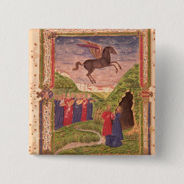 The nine Muses playing instruments 15 Cm Square Badge (Front)