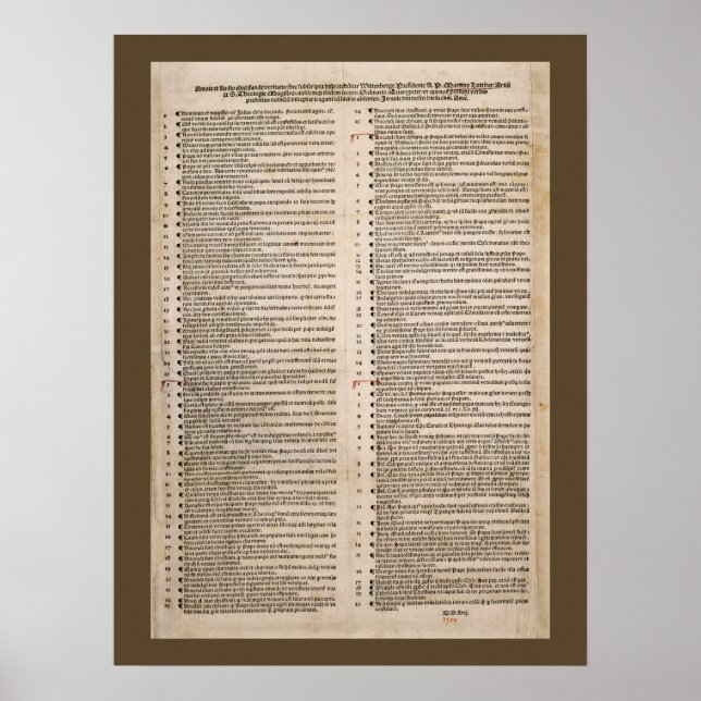 The Ninety-five Theses (Martin Luther) Poster (Front)
