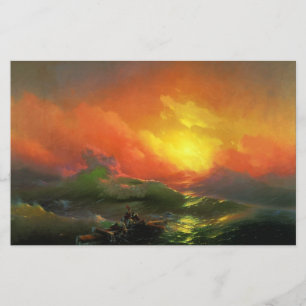 The Ninth Wave (Stormy Sea with Red Sunset) Stationery