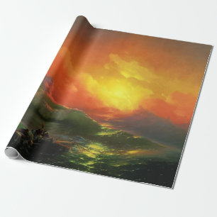 The Ninth Wave (Stormy Sea with Red Sunset) Wrapping Paper