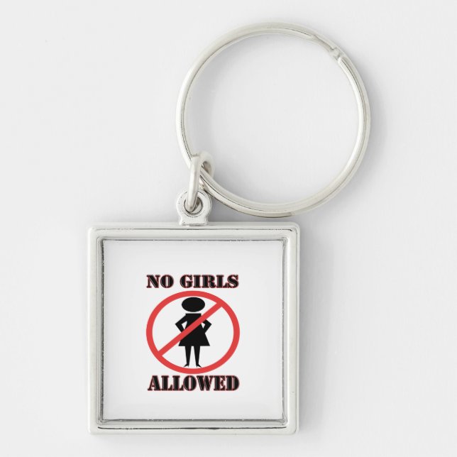 The no symbol pictogram No Girls Allowed Key Ring (Front)