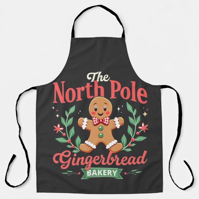 The North Pole Gingerbread Bakery Christmas  Apron (Front)