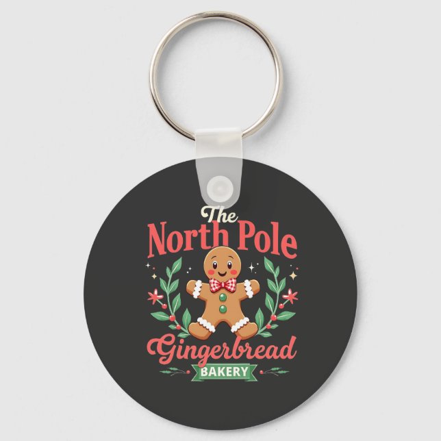 The North Pole Gingerbread Bakery Christmas  Key Ring (Front)