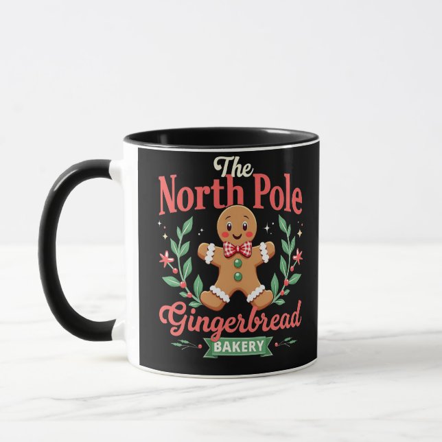 The North Pole Gingerbread Bakery Christmas  Mug (Left)