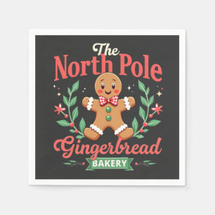 The North Pole Gingerbread Bakery Christmas Napkin