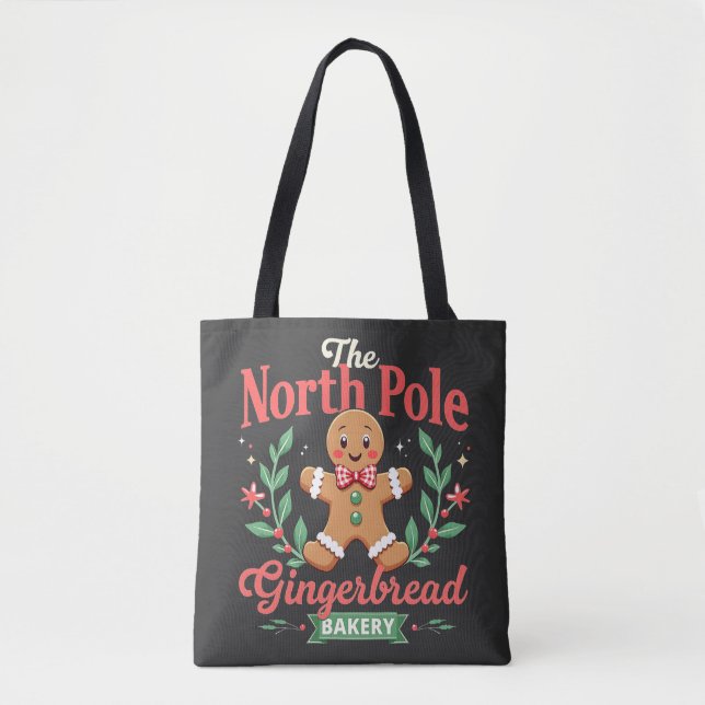 The North Pole Gingerbread Bakery Christmas  Tote Bag (Front)