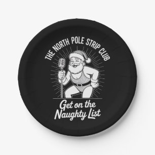 The North Pole Strip Club Christmas Santa Dancing Paper Plate