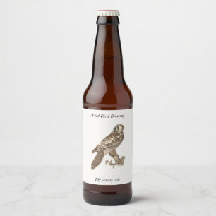 The Northern Hawk Owl (Surnia ulula) Bird Image Beer Bottle Label