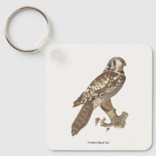 The Northern Hawk Owl (Surnia ulula) Bird Image Key Ring