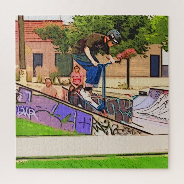 The Nosedive Landing - Scooter Rider Trick Jigsaw Puzzle (Vertical)