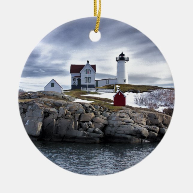 The "Nubble" Cape Neddick lighthouse York, Maine Ceramic Ornament (Front)