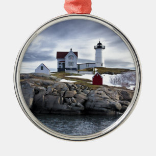 The "Nubble" Cape Neddick lighthouse York, Maine Metal Ornament