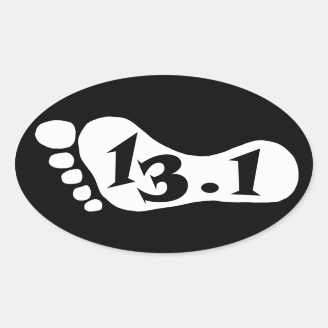 The number 13.1, symbolic of the half marathon oval sticker (Front)
