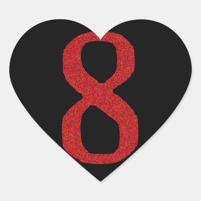 THE NUMBER 8 IN RED HEART STICKER (Front)
