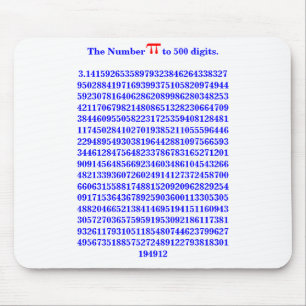 The Number PI to 500 digits.3.14159... Mousepad