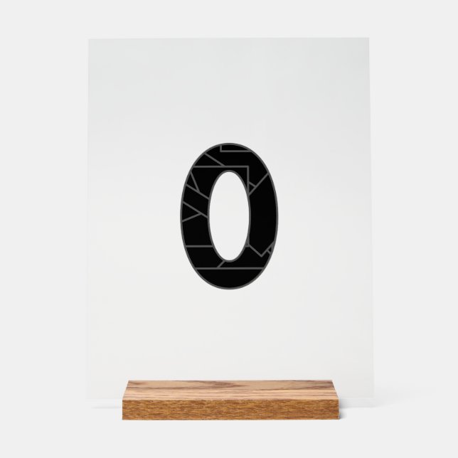 The number zero (0) in black acrylic sign (Front)