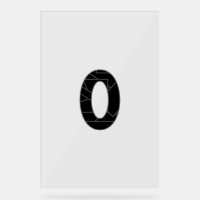 The number zero (0) in black