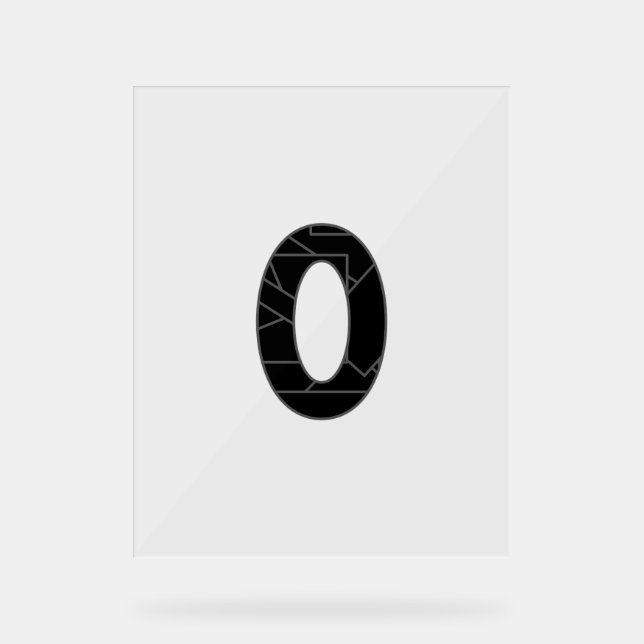 The number zero (0) in black acrylic sign (Front)