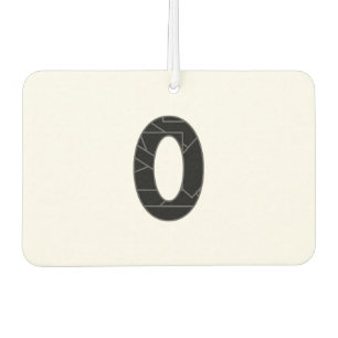 The number zero (0) in black car air freshener