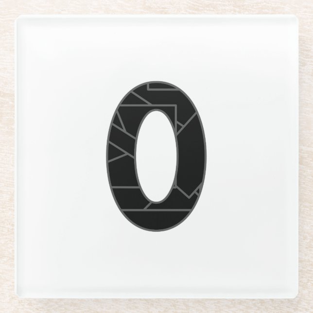 The number zero (0) in black glass coaster (Front)